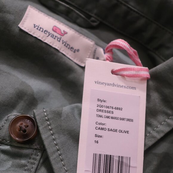 NWT Womens Vineyard Vine Tonal Camo Sage Olive Polo Margo Shirtdress 16 - Picture 15 of 16